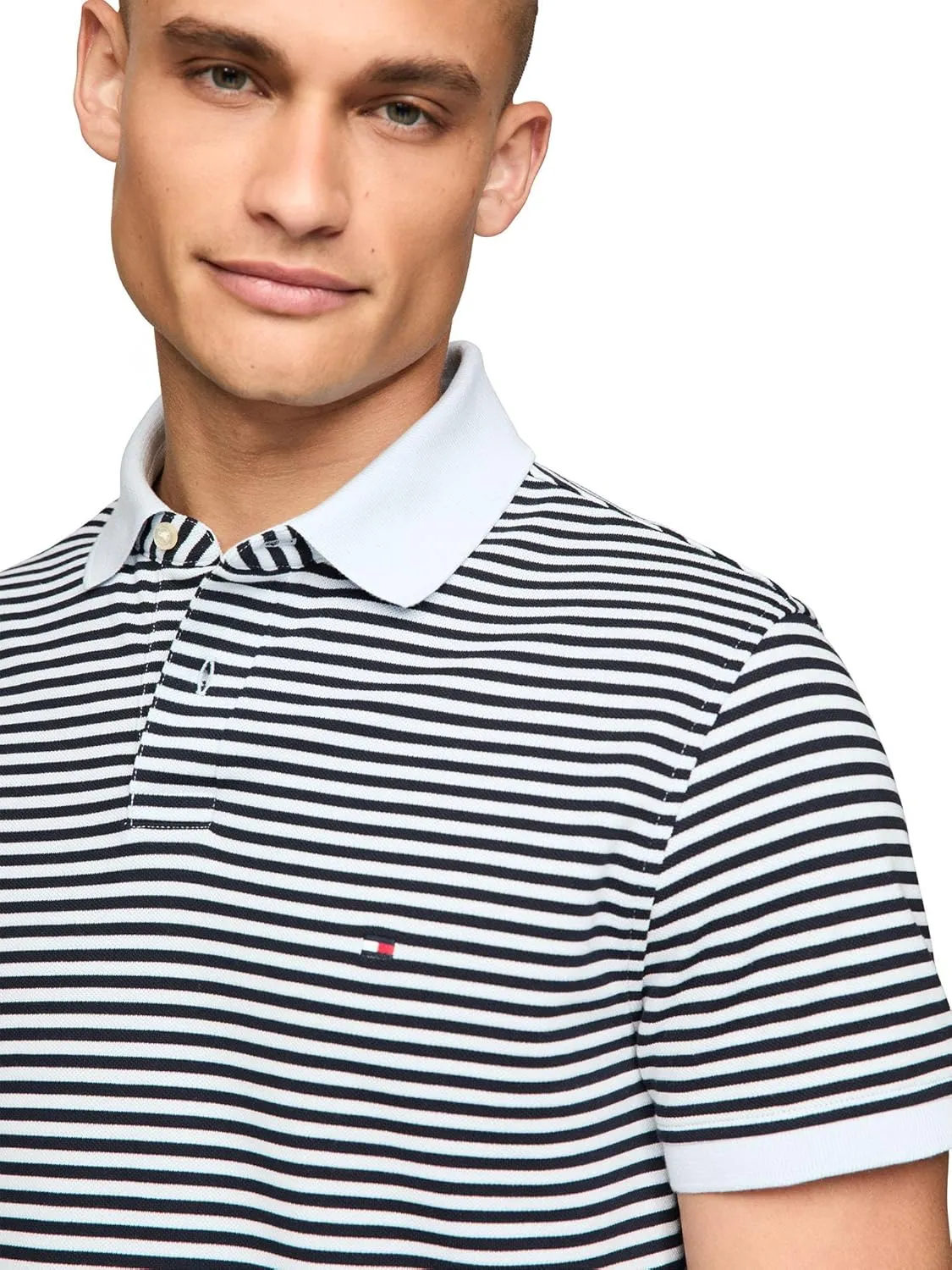 Tommy Hilfiger Men's Short Sleeve Polo Shirts in Classic Fit with Stretch and Organic Pique Cotton