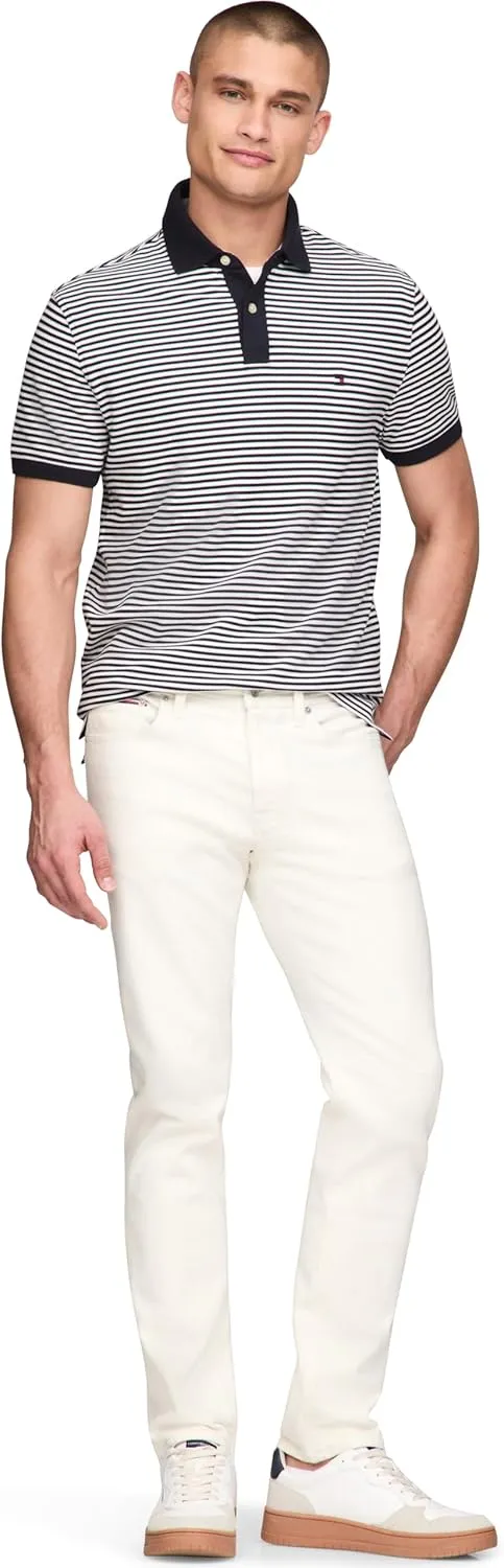 Tommy Hilfiger Men's Short Sleeve Polo Shirts in Classic Fit with Stretch and Organic Pique Cotton