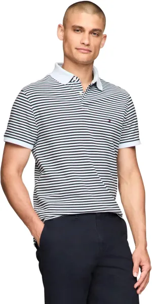 Tommy Hilfiger Men's Short Sleeve Polo Shirts in Classic Fit with Stretch and Organic Pique Cotton