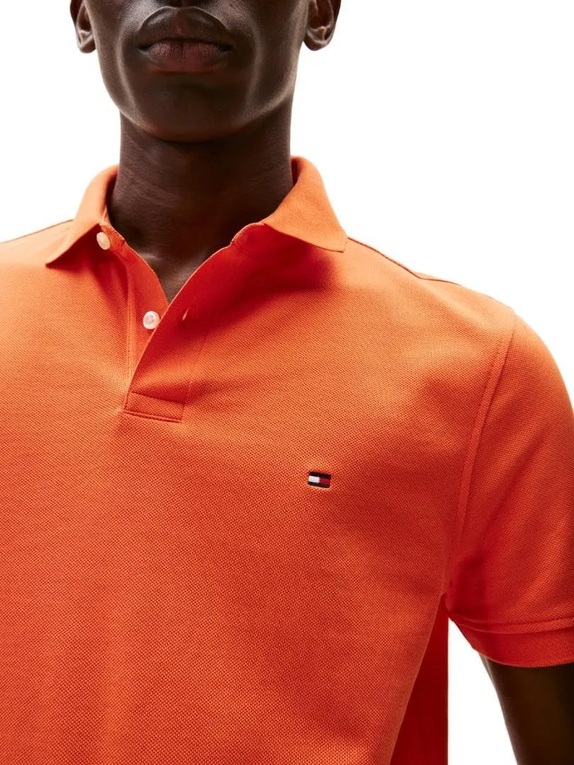 Tommy Hilfiger Men's Short Sleeve Polo Shirts in Regular Fit with Stretch and Organic Pique Cotton