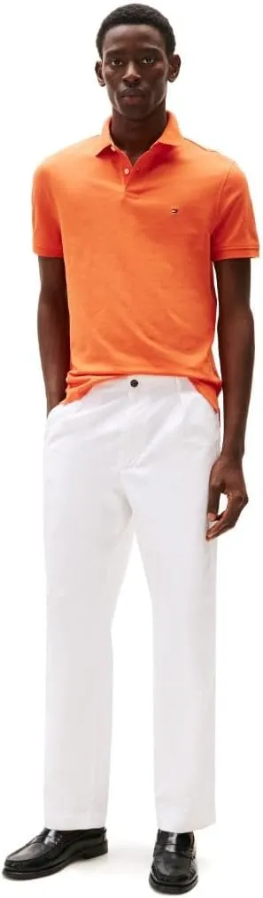Tommy Hilfiger Men's Short Sleeve Polo Shirts in Regular Fit with Stretch and Organic Pique Cotton