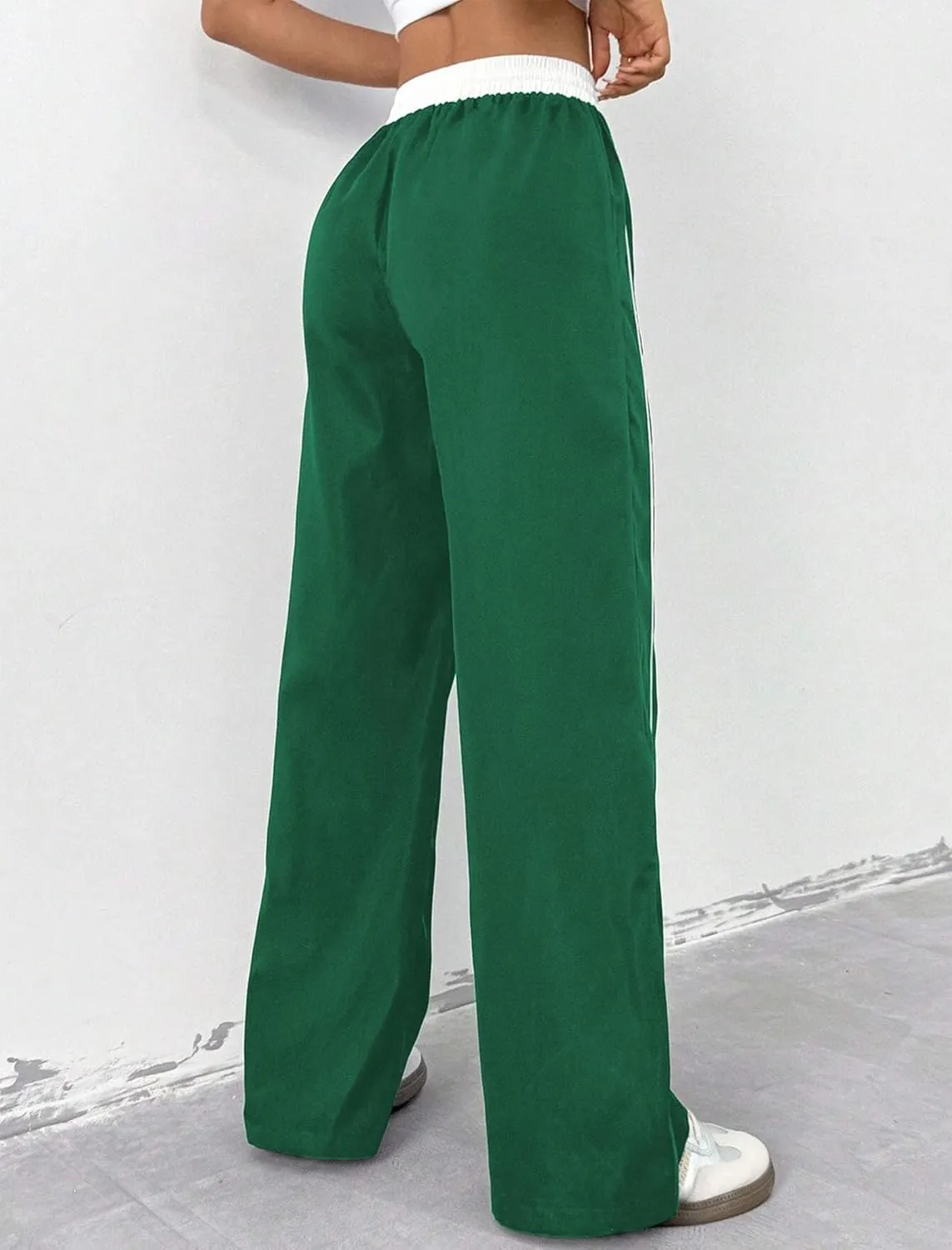 ZAFUL Womens Parachute Pants Y2K Wide Leg Cargo Sweatpants Drawstring Waist Jogger Pants with Pockets