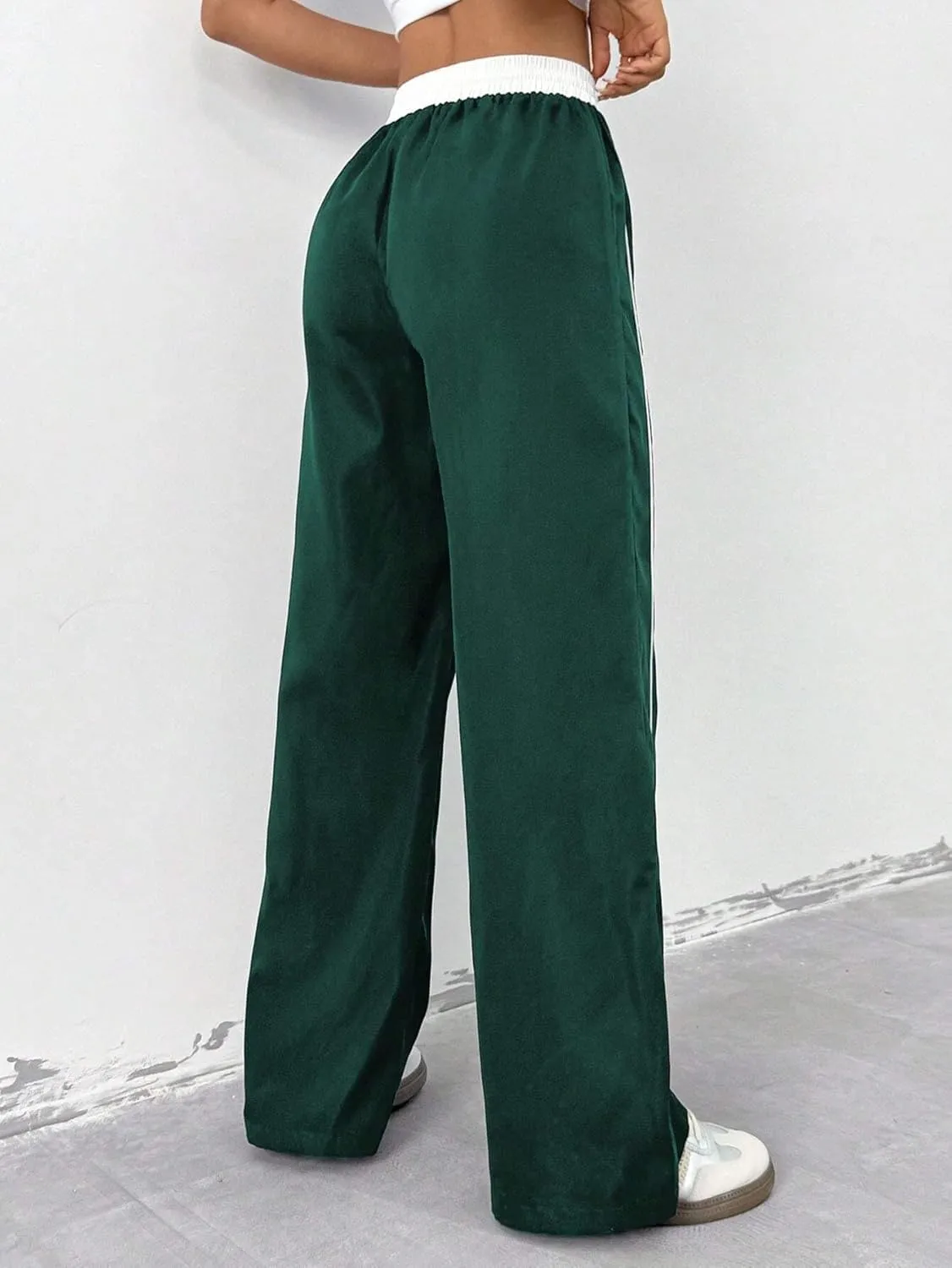 ZAFUL Womens Parachute Pants Y2K Wide Leg Cargo Sweatpants Drawstring Waist Jogger Pants with Pockets